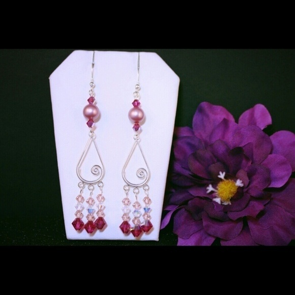 Sterling Silver Swarovski Elements Chandelier Earrings - Picture 3 of 3